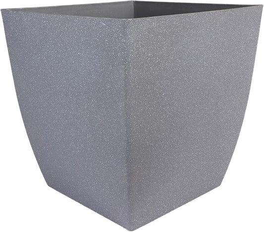 The HC Companies Santa Fe Square Self-Watering Pot - Lightweight Plastic Planter for Herbs & More - Durable Plant Pots for Indoor Plants & Outdoor Plants (16” Pebble Gray, Pack 1)