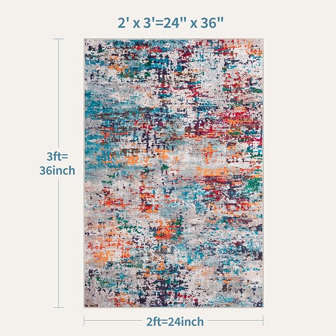 Tangsoo Abstract 2x3 Washable Rugs for Entryway, Small Area Rug Non Slip | Modern Low Pile Soft Throw Rugs, Contemporary Indoor Front Door Mat Rug for Entrance Entry Foyer Kitchen Home Decor