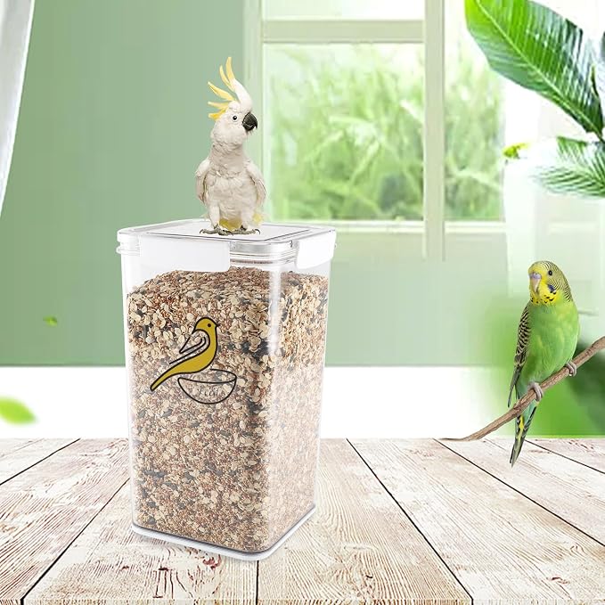 Bird Seed Storage Container-Airtight Bird Food Container 6L Pet Food Storage Containers with Birds Seed Scoop-Wild Birds Seed Dispenser-for PetBirds Parakeets Finches Foods