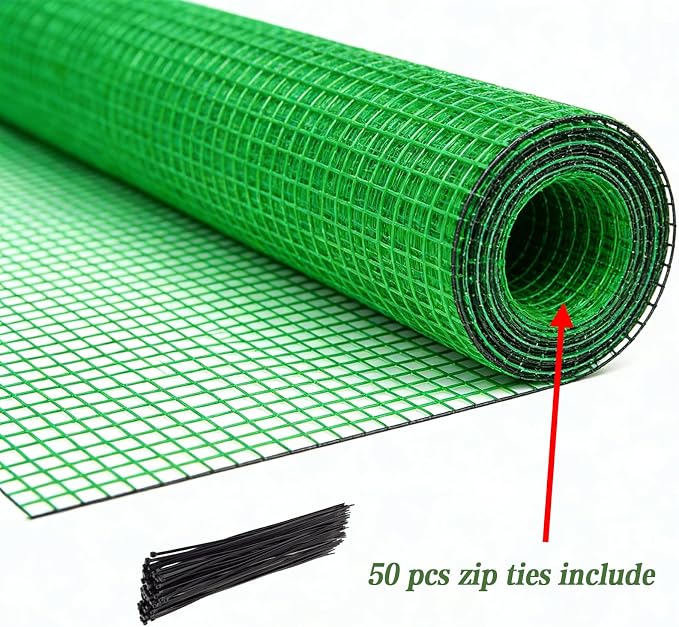 Garden Fence Temporary Fence, 4'x100' with 50 Zip Ties, Plastic Fencing Safety Fence Snow Fence, Construction Fencing for Yard, Deer, Pet, Rabbits, Chicken, Dogs, Animal Barrier, Green