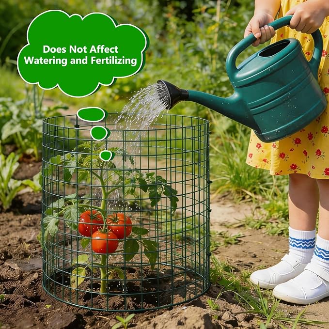 8 Pack Plant Protectors from Animals, 12''x16'' Metal Plant Cages for Outdoor Plants, Garden Plant Protector with Stakes & Zip Ties, Keep Rabbits Squirrels Out, Plant Cage for Flowers Vegetables