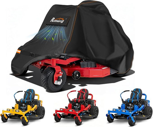 Garden Zero Turn Mower Cover Waterproof,Zero Turn Lawn Mower Covers Windproof,Mower Protector Fit with Air Vents and Elastic Straps(Zero Turn-79"L x 55"W x 46"H)