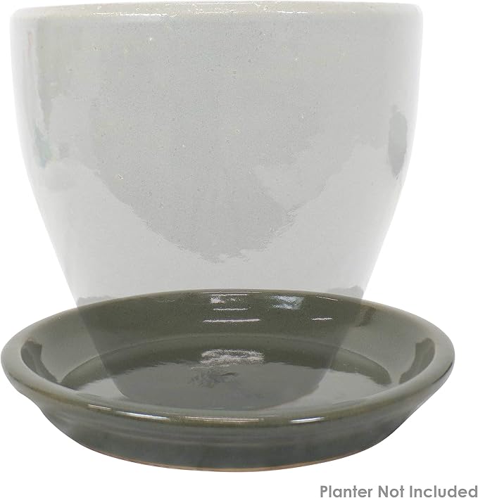 Sunnydaze 9-Inch Ceramic Plant Saucers - Plant Drip Trays for Outdoor Planter Flower Pot Drainage - Set of 2 - Gray