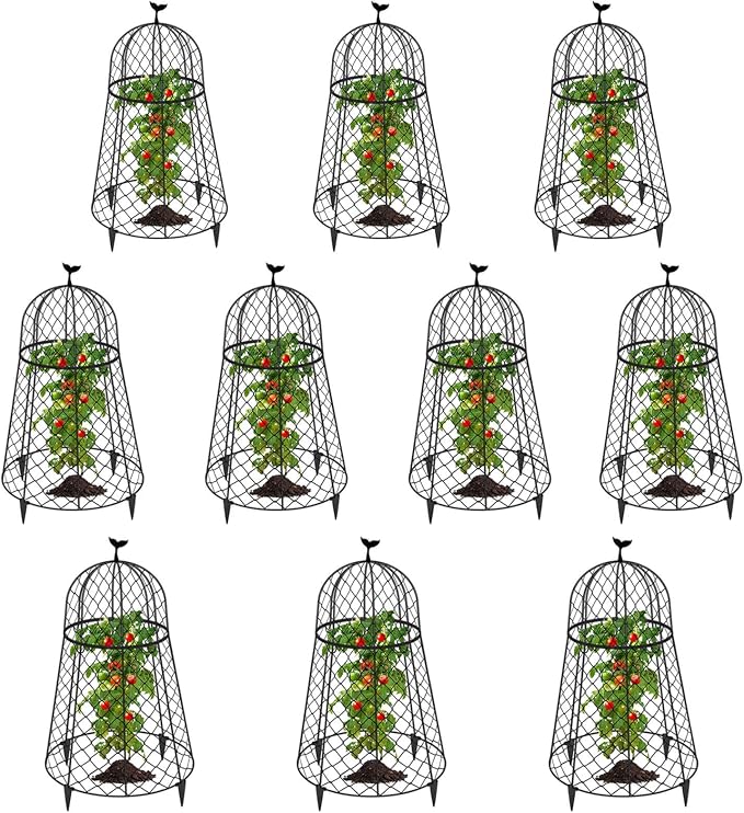 10 Packs Garden Cloches for Plants, Plant Protectors from Animals, Chicken Wire Cloche, Plant Cloche and Cage, Protection for Your Plants and Seedlings, 13" D x 20" H - Black