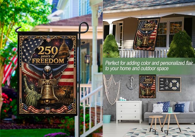 250th Year Of Freedom Flags, 250 Anniversary Usa Flag, American Flag With Eagle, 1776-2026 Commemorative, Two-sided Print, Garden Flags For Outside, American 250th Anniversary Patriotic Design 3 (12x18 Inch)