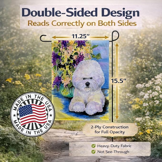 Caroline's Treasures SS8295GF Bichon Frise Garden Flag Mailbox Flag Decorative Yard Flag Banner Outside Patio Artwork Yard Flower Beds, Garden Size, Multicolor