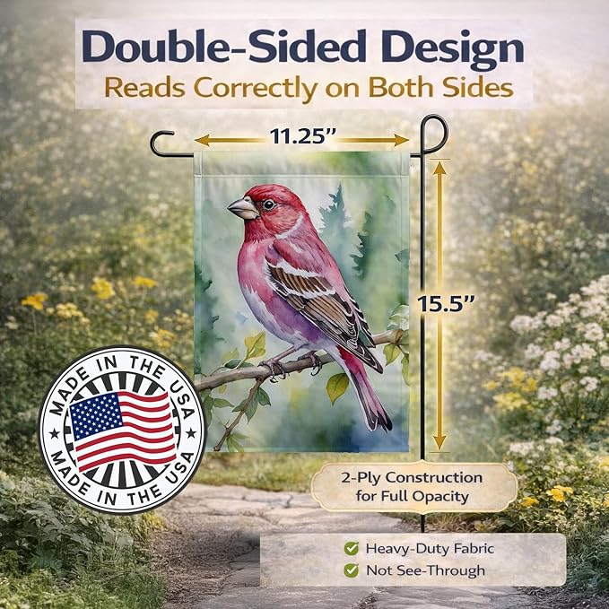 Caroline's Treasures New Hampshire Purple Finch Garden Flag Mailbox Flag Decorative Yard Flag Banner Outside Patio Artwork Yard Flower Beds, Garden Size, Multicolor