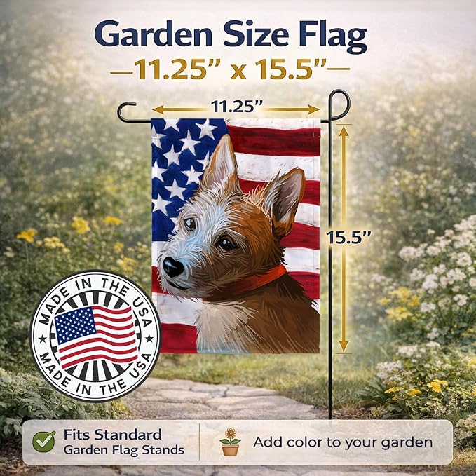 Caroline's Treasures CK6659GF Portuguese Podengo Dog American Flag Garden Flag Mailbox Flag Decorative Yard Flag Banner Outside Patio Artwork Yard Flower Beds, Garden Size, Multicolor