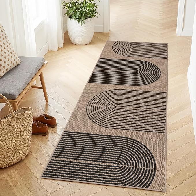 GarveeHome Modern Rainbow Easy Jute Runner Rug, 2x6 Runner Rug for Hallways - Non-Slip Indoor Outdoor Carpet, Washable for High Traffic Laundry Room, Kitchen, Entryway