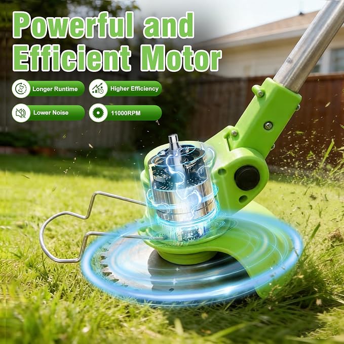 3-in-1 Cordless Weed Wacker, 24V Battery Powered Grass Trimmer Electric Brush Cutter Lawn Edger with 2 Pack 2000mAh Batteries for Garden Yard Pruning Yard