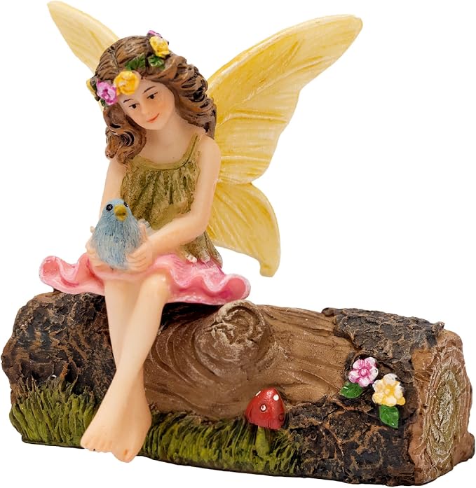 PRETMANNS Fairy Garden Fairies Outdoor Indoor Accessories Kit - Miniature Fairy Figurines Set with Garden Fairy Figures - Small Fairies Figurines for Fairy Gardens Village Decorations – 2 Items