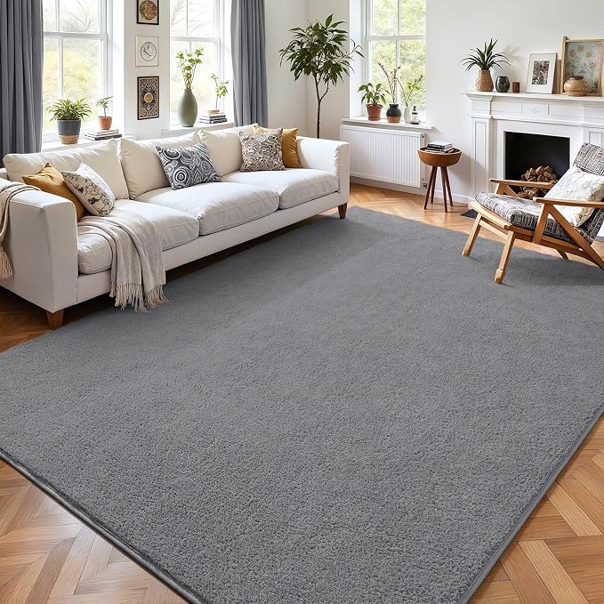 AROGAN 6x9 Area Rugs for Living Room Non Slip Dorm Bedroom Rug, Grey | Modern Area Rugs with Soft Memory Foam, Minimalist Washable Indoor Floor Carpet for Dining Room Office Kids Playroom Decor