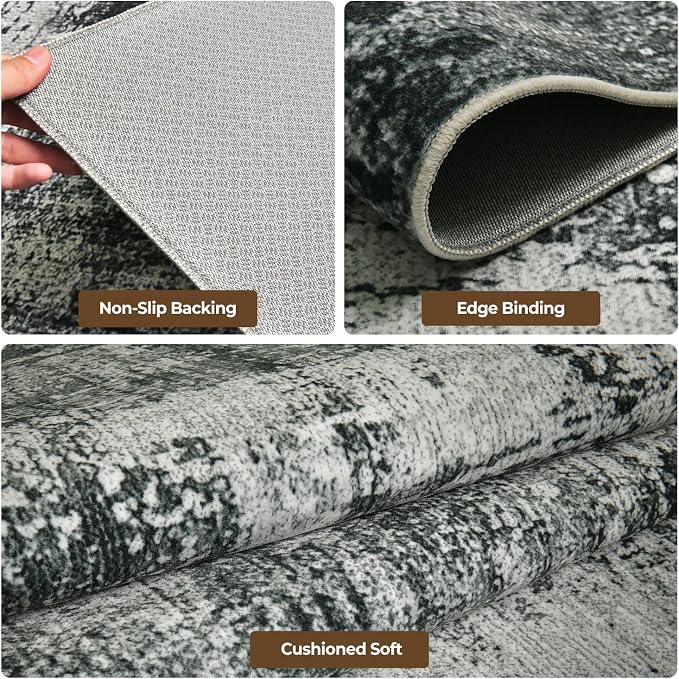 Washable Rugs 8x10 Area Rugs for Living Room,Bedroom,Dining Room,Nursery | No Creases,Stain Resistant,Non Slip Modern Abstract Soft Low Pile Carpet for Hardwood,High-Traffic Area,Kids & Pet Friendly