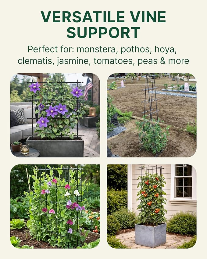 DAIM Multi Link Trellis Plant Support Garden Trellis for Climbing Plants Outdoor Plant Supports for Indoor Plants Stackable Fence Tower Modular L or V-Shape for Balconies & Gardens, Gray, 16 Pieces