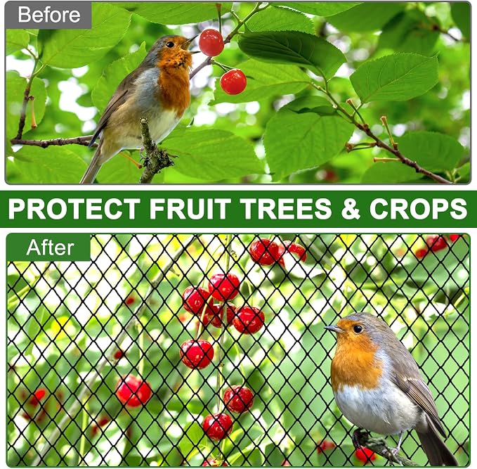 Bird Netting - 100’ x 100’ Poultry Netting with 1” Square Mesh for Chicken Coop, Bird Netting for Garden Protection, Heavy Duty Nylon Garden Mesh Netting for Fruit Tree Against Aviary, Deer, Squirrel