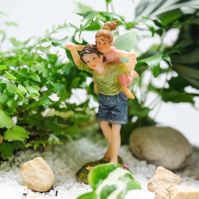 PRETMANNS Fairy Garden Accessories Kit with Fairy Figurines - Outdoor Indoor Miniature Garden Fairies Set - Hand Painted Garden Fairy Figures for Fairy Village - 4 Piece Playground