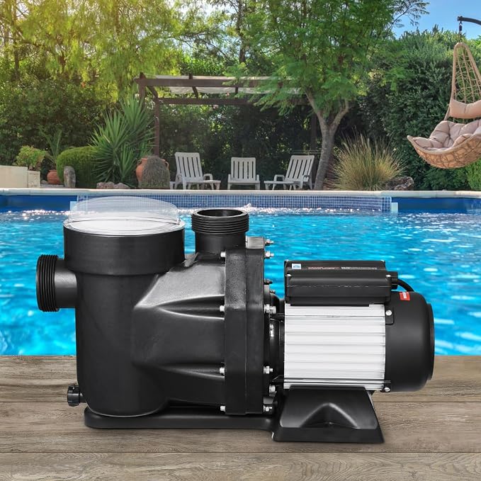 VEVOR In/Above Ground Pool Pump, 2 HP, Self Priming Single Speed Swimming Pool Pump, 220V 3450 RPM 61 ft Max Head Lift with PP Shell Strainer Basket, 122°F Max Water Temp, for Hot Tubs Spas, No Plug