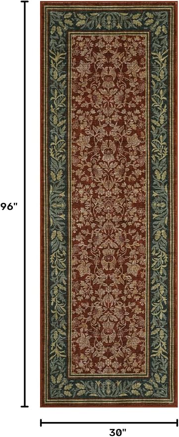 GarveeHome Washable 2.5x8 Hallway Runner Rug Non Slip Kitchen Rugs, Red | Boho Vintage Runner Rugs with Rubber Backing Soft Low-Pile Stain Resistant Indoor Long Carpet for Entryway Bedroom Laundry