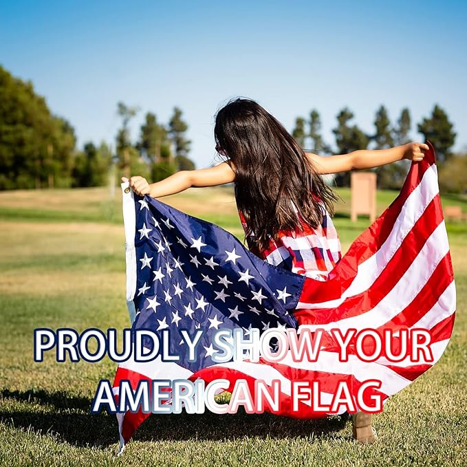 8x12 FT American Flag for Outside, 210D Polyester US Flag with Embroidered Stars Sewn Stripes, Fade UV Weather Resistant Double Sided for Garden High Winds Areas