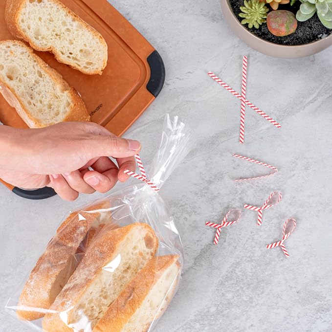 Restaurantware Twist Ties 50,000 Pack of 4-Inch Reusable Paper Bag Ties Laminated Gripping Strong Red Flush-Cut Bread, Candy, Coffee, Cookie, Bakery Bag, Party, Gifts, Cake Pops, Packaging