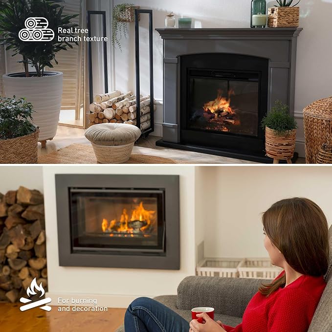 Stanbroil Small Ceramic Gas Logs, 10 Piece Set of Decoration Ceramic Fiber Wood Logs for All Types of Ventless, Gel, Ethanol, Electric, Gas Inserts, Propane, Indoor or Outdoor Fireplaces & Fire Pits