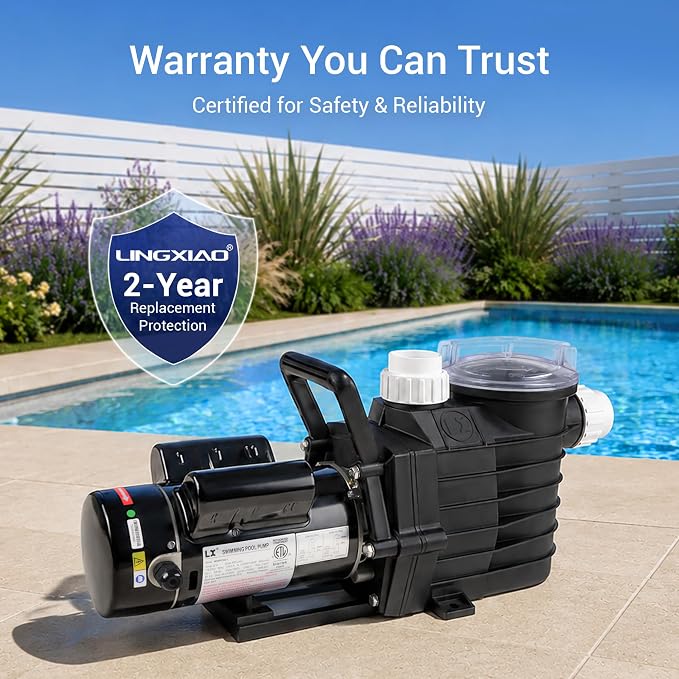 1HP Pool Pump Inground, 6022 GPH, 115/208-230V, Powerful Self Primming In/Above Ground Pool Pump, Low Noise Swimming Pool Pump with Large Filter Basket & 2/1.5" Fittings