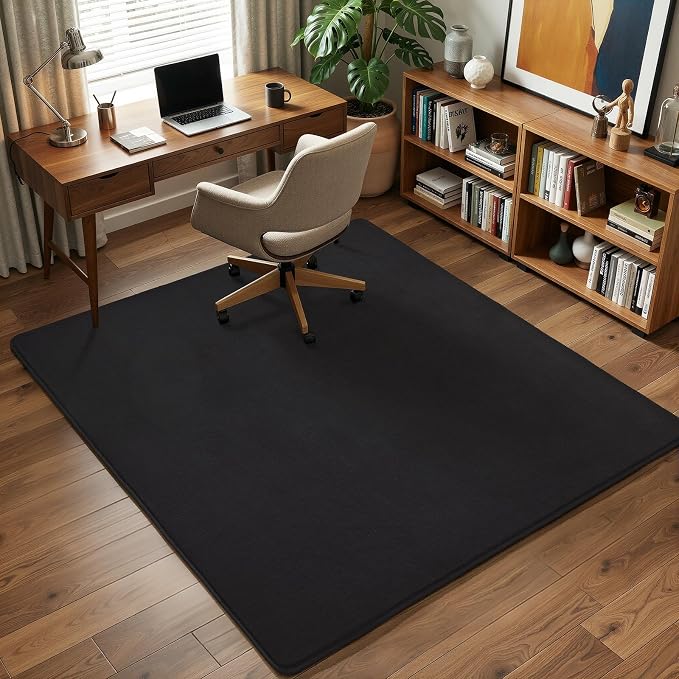 Amearea 4x4 Square Area Rugs for Bedroom Living Room, Black Memory Foam Rug | Thickened Fluffy Indoor Washable Rug, Modern Non Slip Minimalist Carpet for Entryway Kids Boys Girls Dorm Nursery Room Decor
