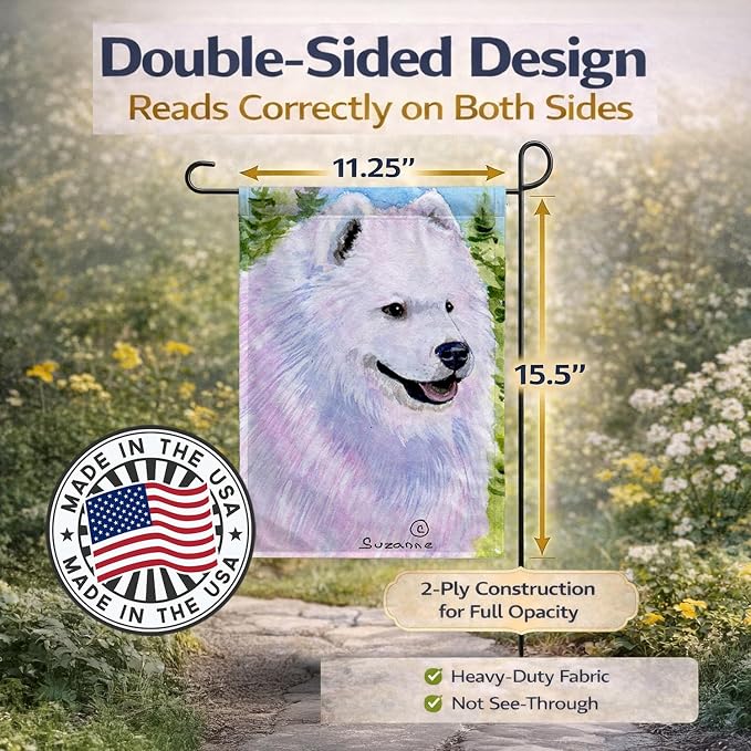 Caroline's Treasures SS8755GF Samoyed Garden Flag Mailbox Flag Decorative Yard Flag Banner Outside Patio Artwork Yard Flower Beds, Garden Size, Multicolor