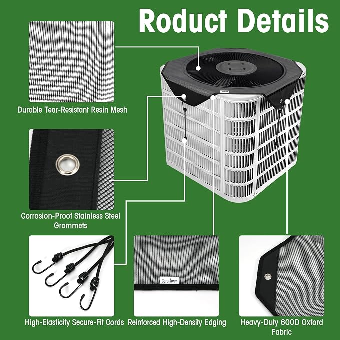 Air Conditioner Covers for Outside units, 36 x 36 Central Air conditioner Covers for Outside, Fits Most Central AC Units, Top Protection Defender Design（Mesh，36 x 36）
