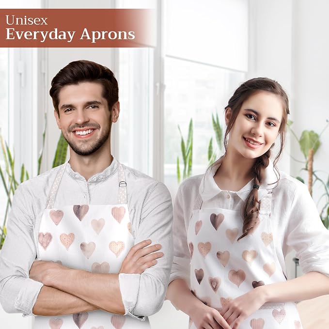 Maison d' Hermine Aprons for women with Pocket 100% Cotton (27.50"x31.50") | Adjustable Neck Strap & long ties Apron Men Chef Wedding Cooking Gardening Server Maid