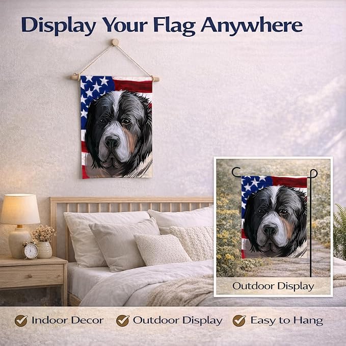 Caroline's Treasures CK6669GF Pyrenean Mastiff Dog American Flag Garden Flag Mailbox Flag Decorative Yard Flag Banner Outside Patio Artwork Yard Flower Beds, Garden Size, Multicolor