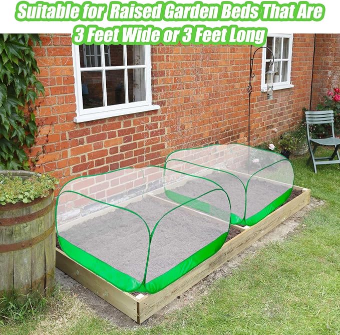 Pop Up Garden Mesh Plant Cover 2Pcs Outdoor Plant Protector Mesh Plant Enclosure Raised Bed Garden Bird and Pest Protection Guard for Fruits Vegetables Seedlings and Herbs