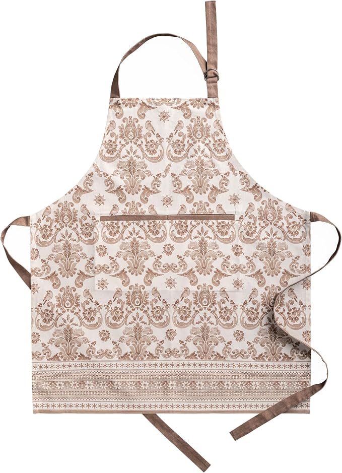 Maison d' Hermine Aprons for women with Pocket 100% Cotton (27.50"x31.50") | Adjustable Neck Strap & long ties Apron Men Chef Wedding Cooking Gardening Server Maid