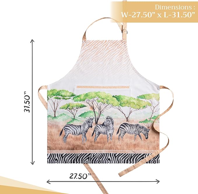 Maison d' Hermine Aprons for women with Pocket 100% Cotton (27.50"x31.50") | Adjustable Neck Strap & long ties Apron Men Chef Wedding Cooking Gardening Server Maid
