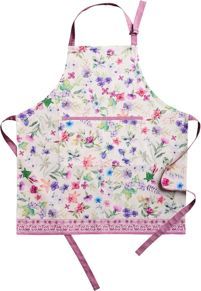 Maison d' Hermine Aprons for women with Pocket 100% Cotton (27.50"x31.50") | Adjustable Neck Strap & long ties Apron Men Chef Wedding Cooking Gardening Server Maid