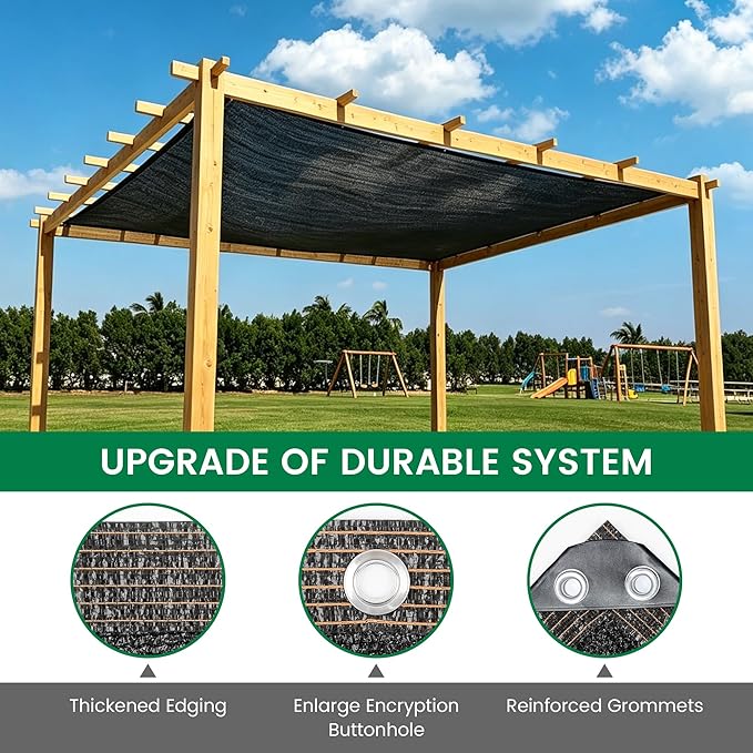 90% 30 X 30 FT Black Shade Cloth, Outdoor Sunblock Shade Cloth with Grommets, Durable Sun Shade Netting Shading Antifreezing for Patio, Garden, Plants Cover, Greenhouse, Barns, Dog Kennel