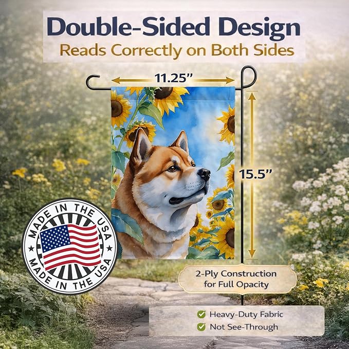 Caroline's Treasures DAC6003GF Akita in Sunflowers Garden Flag Mailbox Flag Decorative Yard Flag Banner Outside Patio Artwork Yard Flower Beds, Garden Size, Multicolor