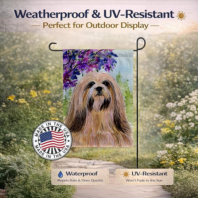 Caroline's Treasures SS8436GF Lhasa Apso Garden Flag Mailbox Flag Decorative Yard Flag Banner Outside Patio Artwork Yard Flower Beds, Garden Size, Multicolor