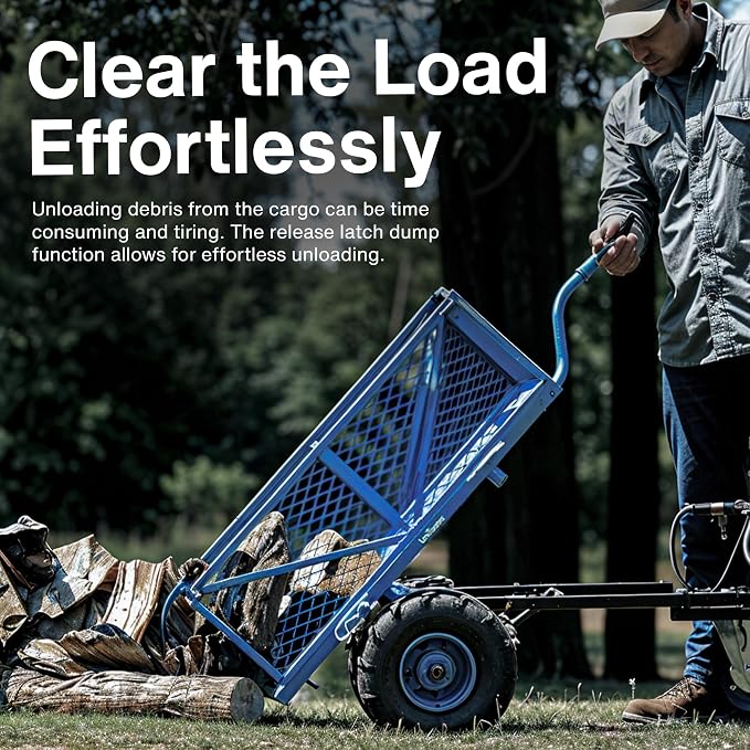 Landworks Utility Service Cart Wheelbarrow Power Wagon, Super Duty Electric 48V DC Li-Ion Battery Powered, 500 lbs Load & 1000+ lbs Hauling Capacity, Farm & Garden Dump with Modular Cargo Bed