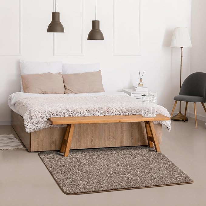 Chicrug Memory Foam 2x4 Small Runner Rugs for Hallway Entryway Bedroom | Modern Low-Pile Carpet Runner Rug for Kitchen, Throw Kids Rug for Bedside Dorm Room Decor, Brown and White