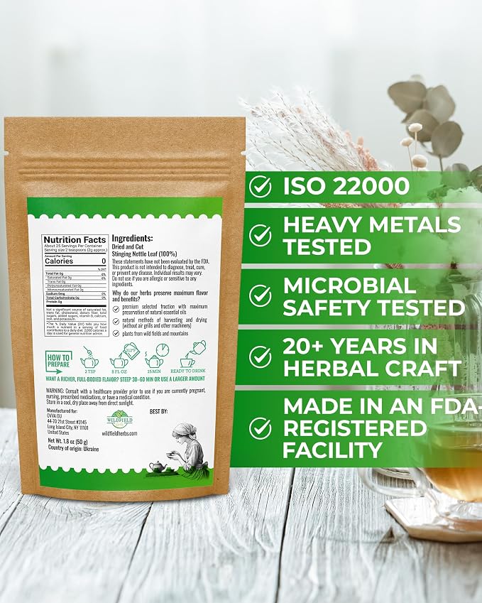 1.8 oz. Dried Nettle Leaf Tea Ortiga Planta Stinging Nettle Leaf Herb (Urtica Dioica) - 50g Herbal Tea Ortiga Verde Te