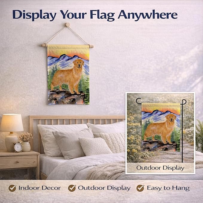 Caroline's Treasures SS8163GF Golden Retriever Garden Flag Mailbox Flag Decorative Yard Flag Banner Outside Patio Artwork Yard Flower Beds, Garden Size, Multicolor