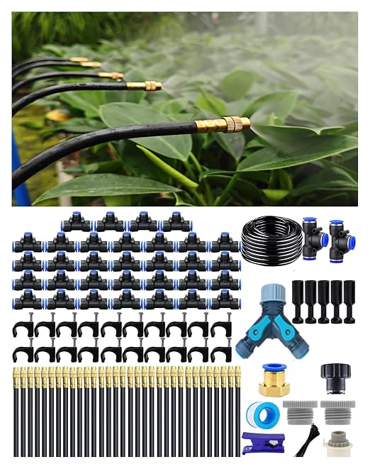 Drip Irrigation System,Automatic Garden Watering System, 360 Degree Adjustable Garden Sprinkler, High Output Mist Spray Nozzle for Potted Plants, Easy Connect & Rotating Head, Customizable Water Flow