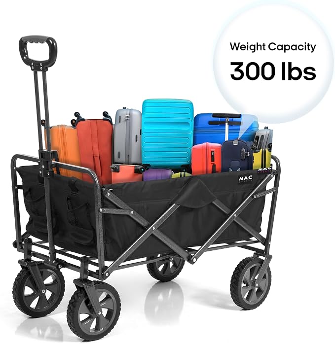 Mac Sports Collapsible Folding Outdoor Utility Wagon, Black