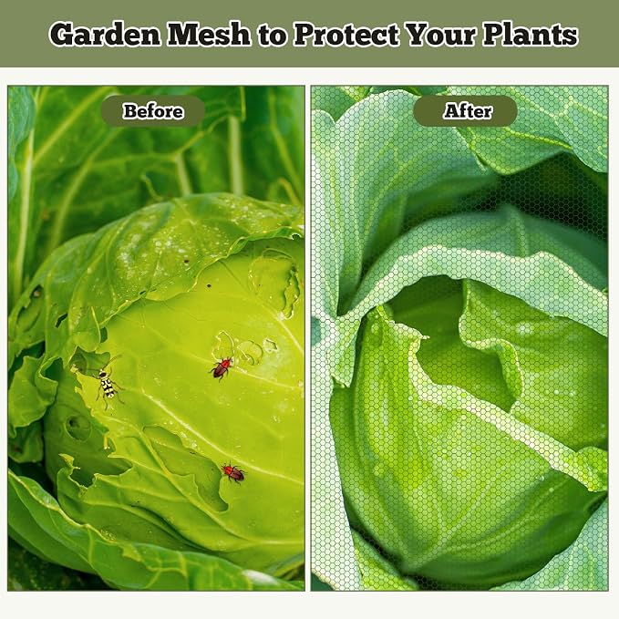 39 x 10 Ft Mosquito Netting for Garden Patio, Breathable Mesh Net for Bird and Insect Protection, Plant Cover for Vegetables, Fruits and Flowers, 3x12m Green