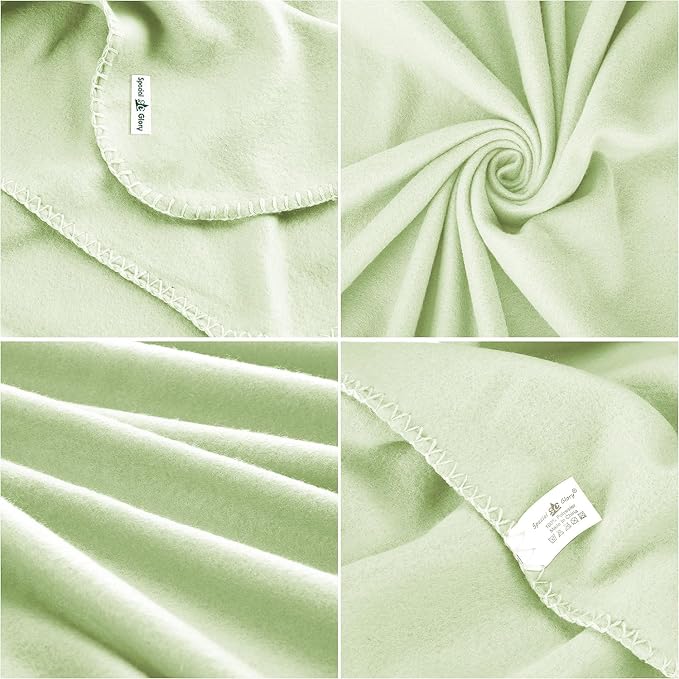 Fleece Throw Blankets Bulk Fleece Blankets Solid Wholesale Lightweight Warm Soft for Pet Bed Sofa Couch Office Wedding Gifts Travel Seasons Sage Green 50x60 Inches Pack of 6
