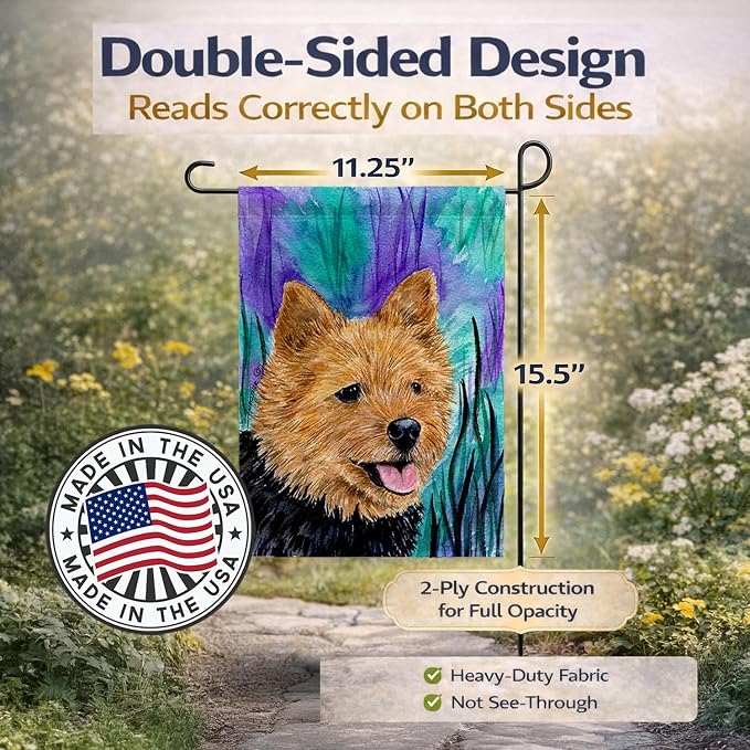 Caroline's Treasures SS8431GF Norwich Terrier Garden Flag Mailbox Flag Decorative Yard Flag Banner Outside Patio Artwork Yard Flower Beds, Garden Size, Multicolor
