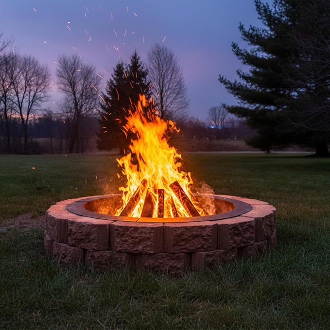 Sunnydaze Outdoor Fire Pit Ring - Heavy-Duty Round Steel Fire Ring Insert - DIY Above or In-Ground - 33-Inch Outer/27-Inch Inner Diameter