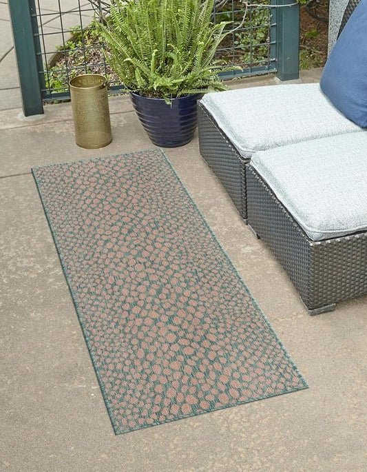 Unique Loom Jill Zarin Jill Zarin Outdoor Collection Area Rug - Cape Town (2' x 8' Runner, Pink and Aqua/Light Blue)