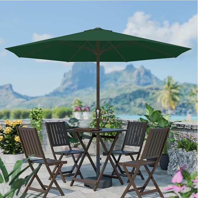 PatioKingdom 11FT Patio Umbrella,Outdoor Umbrella with Push Button Tilt and Crank,Market Table Umbrella with 8 Sturdy Fiberglass Ribs UV Protection